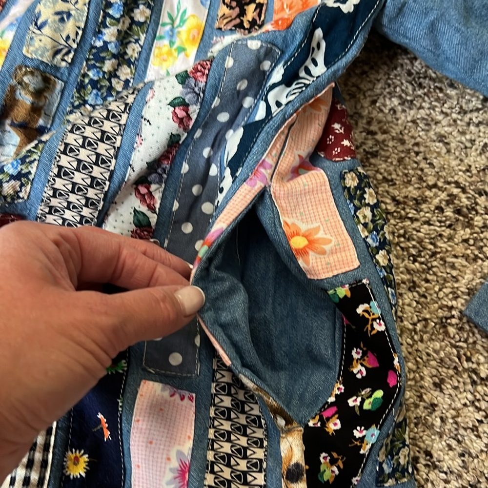 Vintage Patchwork Lightweight Boxy Denim Zip-Up J… - image 5